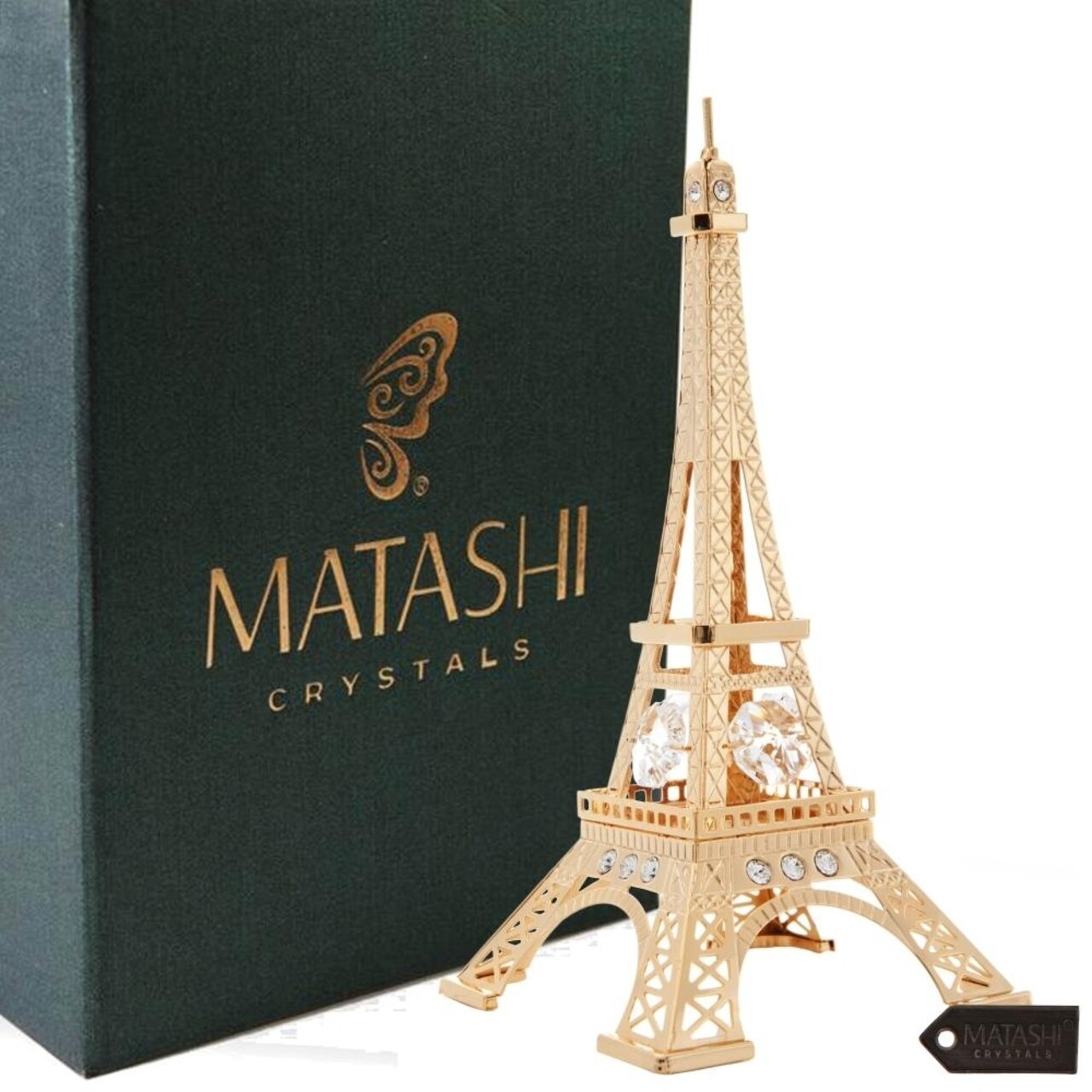 Matashi 24K Gold Eiffel Tower Gold Figurine Made W/ Crytals Gift For Christmas Birthday Mothers Day Valentines Day